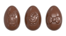 Chocolate World CW1664 Chocolate mould playfull egg 3 fig.