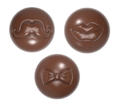 Chocolate World CW1679 Chocolate mould half sphere bow - lips - moustache 3 fig.