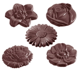 Chocolate World CW2140 Chocolate mould flower caraque round 5 fig.