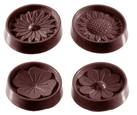 Chocolate World CW2146 Chocolate mould flower caraque 4 fig.