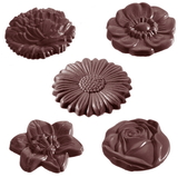 Chocolate World CW2224 Chocolate mould flower caraque round 5 fig.