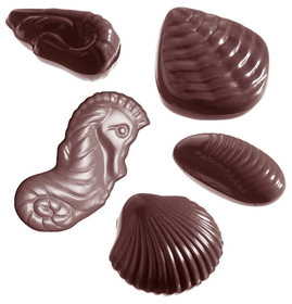 Chocolate World CW2373 Chocolate mould seafood assorted 8 fig.