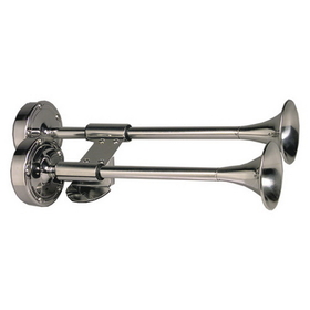 Schmitt Marine Deluxe All-Stainless Shorty Dual Trumpet Horn - 12V
