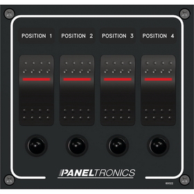 Paneltronics Waterproof Panel - DC 4-Position Illuminated Rocker Switch & Circuit Breaker