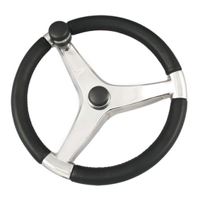 Schmitt Marine Evo Pro 316 Cast Stainless Steel Steering Wheel w/Control Knob - 13.5" Diameter