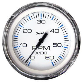 Faria Chesapeake White SS 4" Tachometer - 6000 RPM (Gas) (Inboard &amp; I/O)