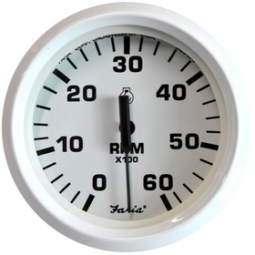 Faria Dress White 4" Tachometer - 6000 RPM (Gas) (Inboard &amp; I/O)