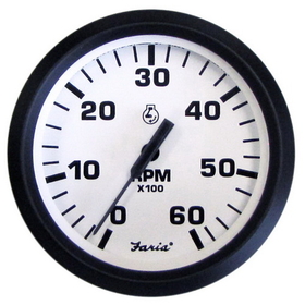 Faria Euro White 4" Tachometer - 6,000 RPM (Gas - Inboard & I/O)