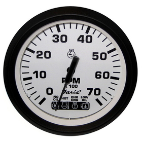 Faria Euro White 4" Tachometer w/ SystemCheck Indicator 7000 RPM (Gas) (Johnson / Evinrude Outboard)
