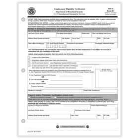 ComplyRight 10251 I-9 Employment Eligibility Verification Form, 1-Part (50 Forms)