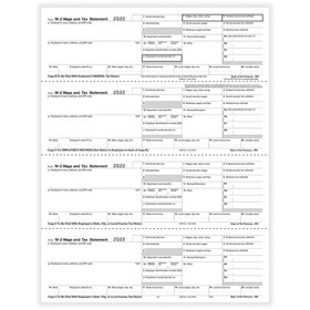 ComplyRight 5206 W-2, 4-Up Horizontal, Employee Copy B, C, 2, 2 or Extra Copy