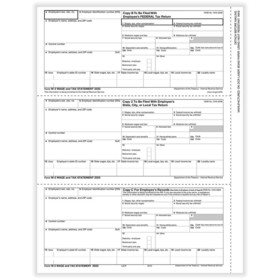 ComplyRight 5210 W-2, 3-Up Horizontal, Employee Copy B, C and 2