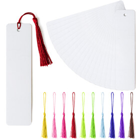 Muka 20Pcs Sublimation Blanks Bookmark, Sublimation Bookmarks with Tassels, Metal Book Mark with Hole