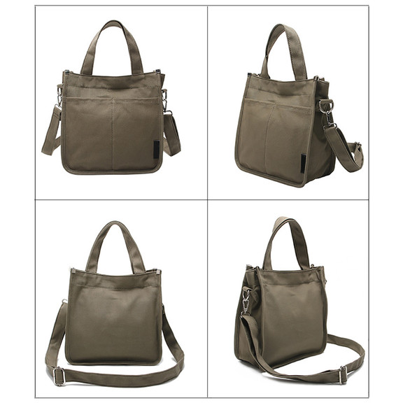 TOPTIE Canvas Crossbody Bag with External Pockets, Trendy Tote Bag for Daily Essentials