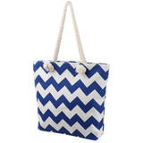 TOPTIE Canvas Beach Bag - Wavy Striped Tote Bag with Cotton Rope Handles, for Vacation, Shopping