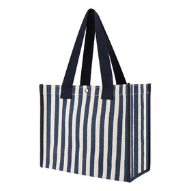 TOPTIE Striped Tote Bag with Reinforced Canvas, Reusable Grocery Shopping Bags Heavy Duty Handles
