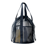 TOPTIE Mesh Drawstring Bag Heavy Duty Shopping Bag with Pockets Reusable Grocery Bag