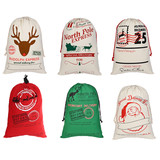 TOPTIE 6 PCS Large Christmas Gift Bags Canvas Drawstrings Bag 19-3/4 x 27-1/2 Inches, Christmas Decorations