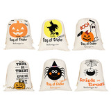 TOPTIE 6 PCS Halloween Large Gift Bags 14-1/4 x 19 Inches, Canvas Fabric Sacks with Drawstrings for Halloween Decorations