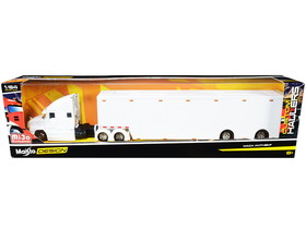 Maisto 12418w  Mack Anthem Enclosed Transporter White "Custom Haulers" Series 1/64 Diecast Model