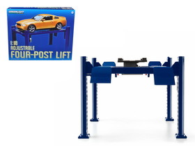 Greenlight 12884  Adjustable Four Post Lift Blue for 1/18 Scale Diecast Model Cars