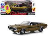 Greenlight 13527  1970 Dodge Challenger R/T Convertible with Luggage Rack Metallic Gold with Black Stripes 1/18 Diecast Model Car