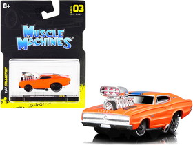 Muscle Machines 15542or  1966 Dodge Charger 426 C.I. Orange with Blue Stripe 1/64 Diecast Model Car