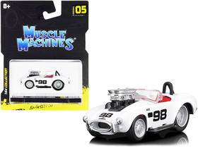 Muscle Machines 15551wh  1964 Shelby Cobra #98 White with Red Interior 1/64 Diecast Model Car