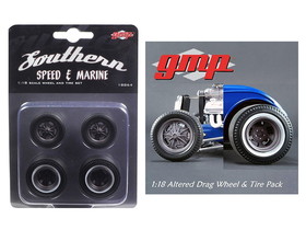 GMP 18864  Drag Wheels and Tires Set of 4 Magnesium Finish from 1934 Altered Drag Coupe 1/18