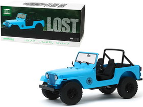 Greenlight 19064  1977 Jeep CJ-7 "Dharma" Blue "Lost" (2004-2010) TV Series 1/18 Diecast Model Car