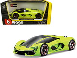 Bburago Lamborghini Terzo Millennio Lime Green with Black Top and Carbon Accents 1/24 Diecast Model Car