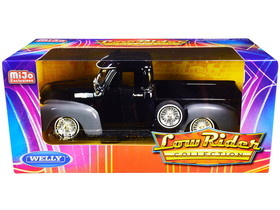 Welly 22087LRW-BK  1953 Chevrolet 3100 Pickup Truck Black and Gray "Low Rider Collection" 1/24 Diecast Model Car