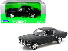 Welly 22451bk  1964 1/2 Ford Mustang Coupe Hard Top Black 1/24-1/27 Diecast Model Car