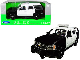 Welly 22509BKWHP-W  2008 Chevrolet Tahoe Unmarked Police Car Black and White 1/24-1/27 Diecast Model Car