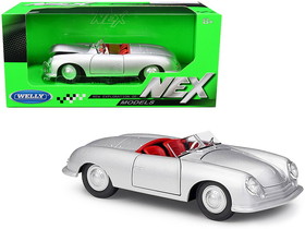 Welly 24090sil  Porsche 356/1 Roadster Silver with Red Interior "NEX Models" 1/24 Diecast Model Car