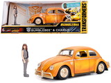 Jada 30114  Volkswagen Beetle Weathered Yellow with Robot on Chassis and Charlie Diecast Figurine 