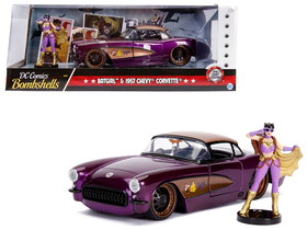 Jada 30457  1957 Chevrolet Corvette Purple with Batgirl Diecast Figurine "DC Comics Bombshells" Series 1/24 Diecast Model Car