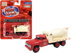 Classic Metal Works 30615  1960 Ford Cement Mixer Truck "Morse Sand and Gravel" Red and Cream 1/87 (HO) Scale Model