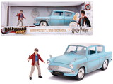 Jada 31127  1959 Ford Anglia Light Blue (Weathered) with Harry Potter Diecast Figurine 1/24 Diecast Model Car
