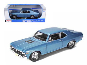 Maisto 1970 Chevrolet Nova SS Coupe Blue Metallic 1/18 Diecast Model Car