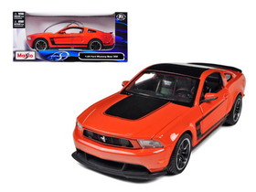 Maisto 2012 Ford Mustang Boss 302 Orange and Black 1/24 Diecast Model Car