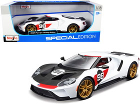 Maisto 31390w  2021 Ford GT #98 White "Heritage Edition" 1/18 Diecast Model Car