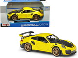 Maisto 31523y  Porsche 911 GT2 RS Yellow with Carbon Hood and Gold Wheels 