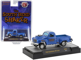 M2 31600-GS05  1950 Studebaker 2R Pickup Truck "The South Bend Shaker" Blue Heavy Metallic with White Stripes Limited Edition to 4400 pieces Worldwide 1/64 Diecast Model Car