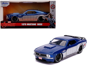 Jada 31745  1970 Ford Mustang Boss Blue Metallic and Silver "Winter Soldier" "Avengers" "Marvel" Series 1/32 Diecast Model Car