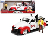 Jada 31968  1953 Chevrolet Pickup Truck White and Red with Charro Man Diecast Figurine 