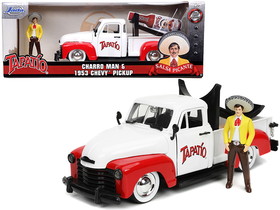 Jada 31968  1953 Chevrolet Pickup Truck White and Red with Charro Man Diecast Figurine "Tapatio" 1/24 Diecast Model Car