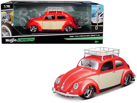 Maisto 32614r  1951 Volkswagen Beetle with Roof Rack Orange Red "Classic Muscle" 1/18 Diecast Model Car