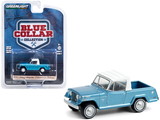 Greenlight 35180B  1970 Jeep Jeepster Commando Pickup Truck Light Blue Metallic with White Top 