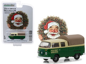 Greenlight 37150F  1978 Volkswagen Double Cab Pickup with Canopy "Holiday Wreaths" Green and Yellow "Norman Rockwell Delivery Vehicles" Series 1 1/64 Diecast Model